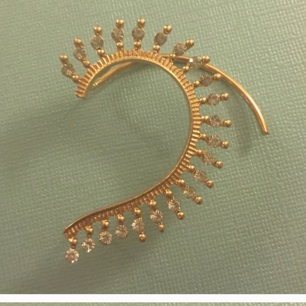 Gold Crystal Large Sparkles Punk Ear Cuff - Picture 2 of 3